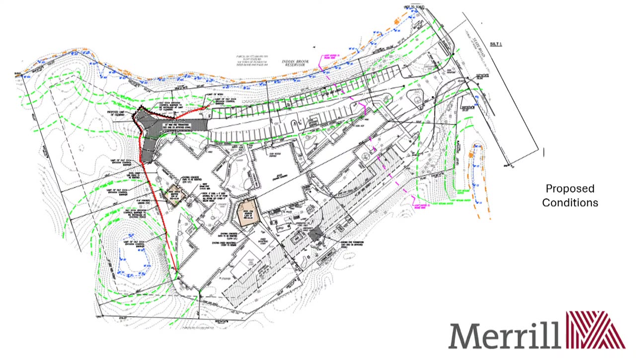 Detailed site plan with proposed conditions and colored overlays