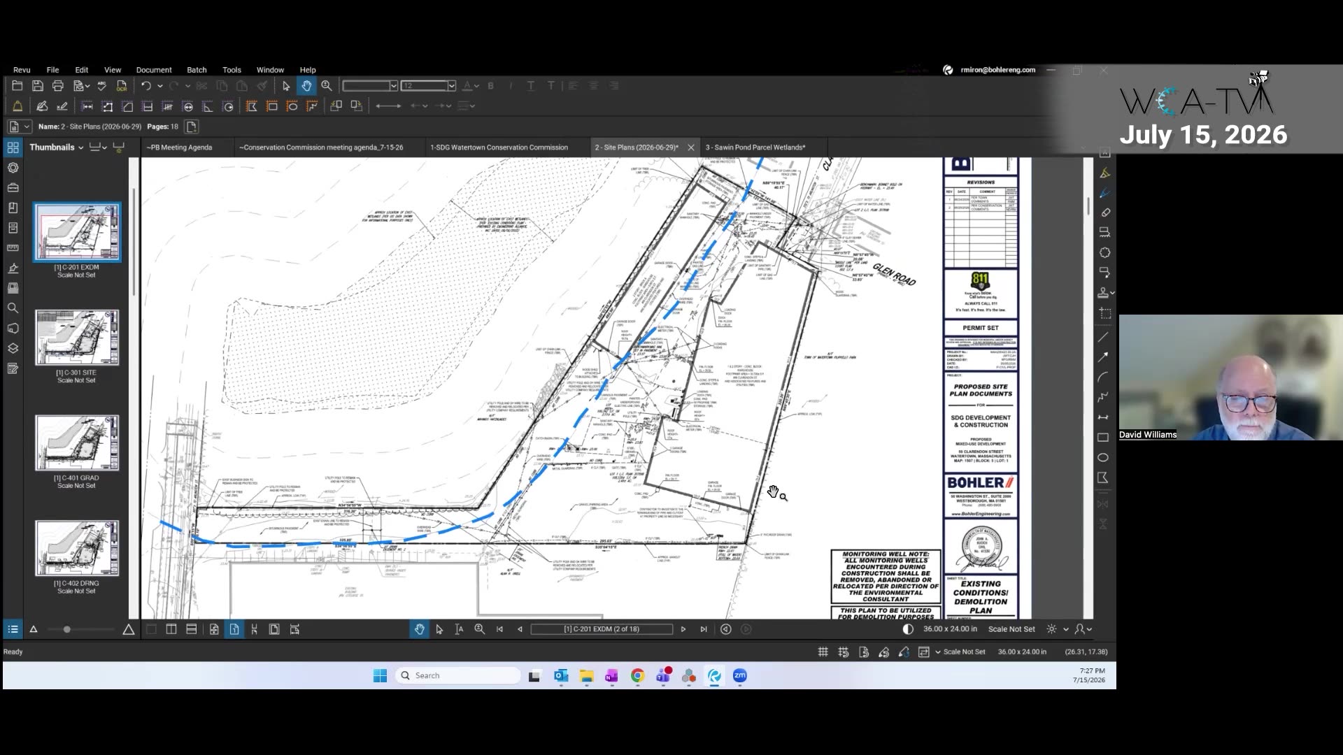 Site plan C-201 EXDM with proposed grading and drainage notes