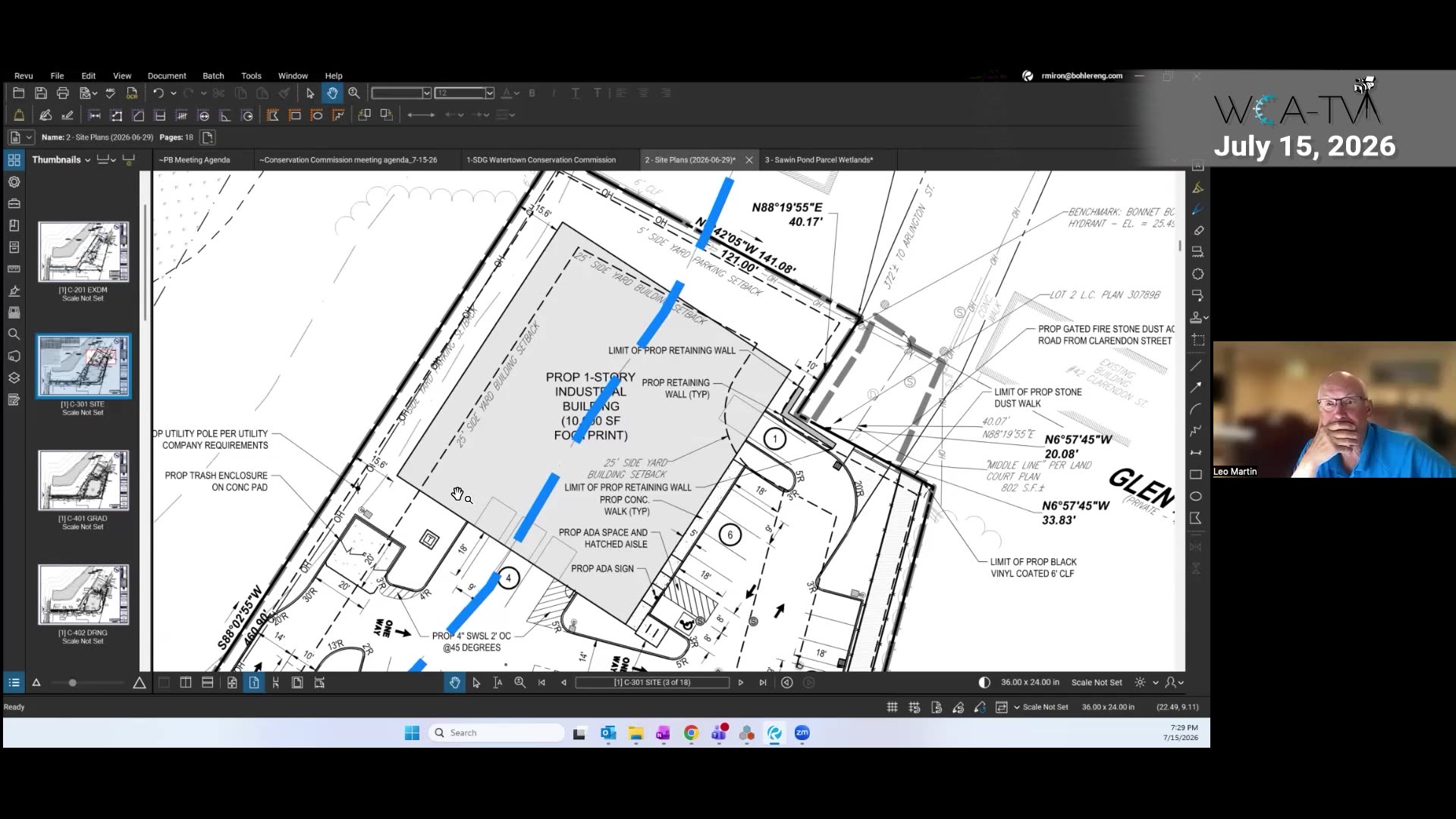 Close-up site plan detail of proposed 1-story industrial building layout