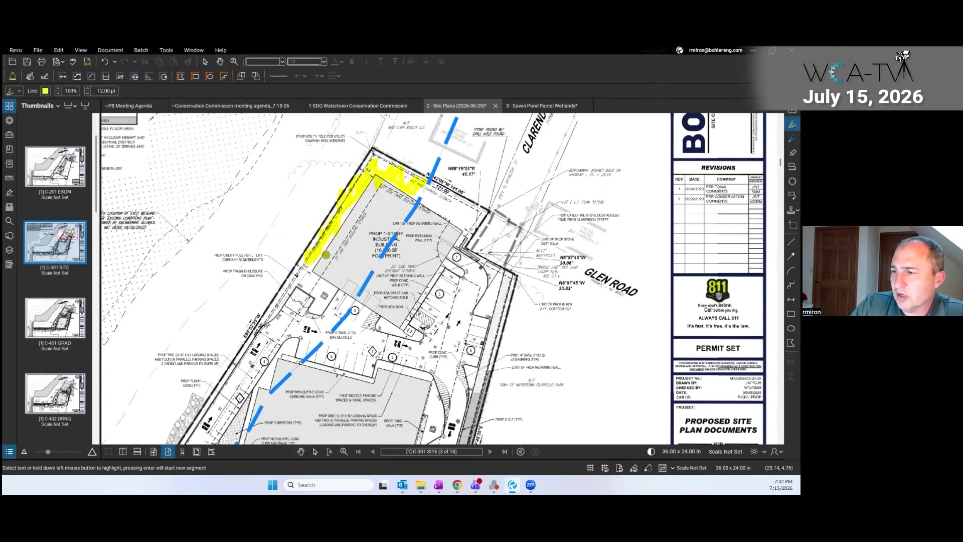 Site plan with yellow highlight on proposed building and access areas