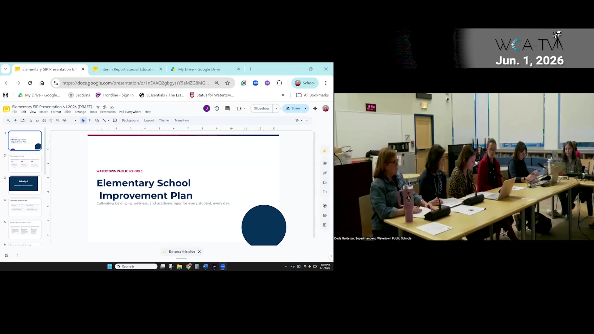 Elementary School Improvement Plan title slide