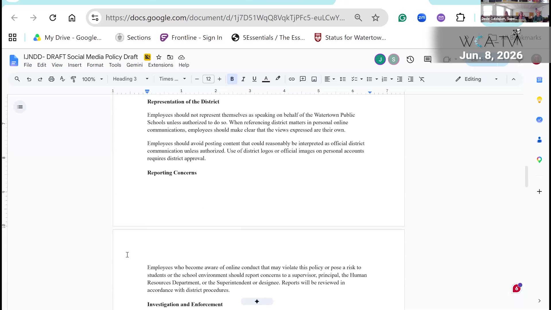 Social Media Policy - representation and reporting