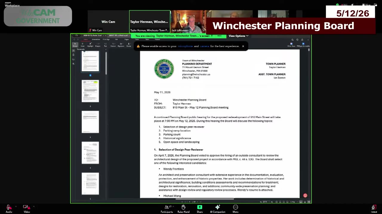 Town planner memo for 910 Main St hearing