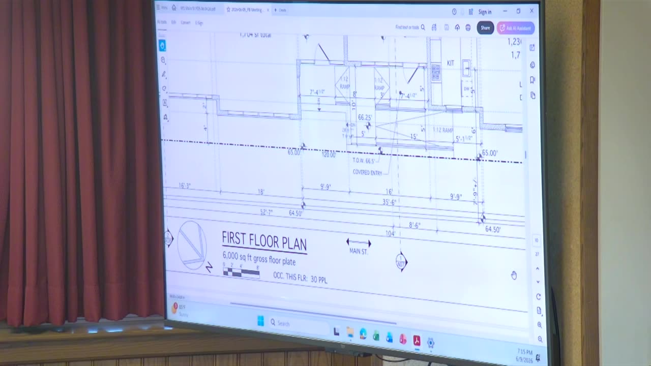 First floor plan: 6,000 sq ft gross floor plate with dimensions