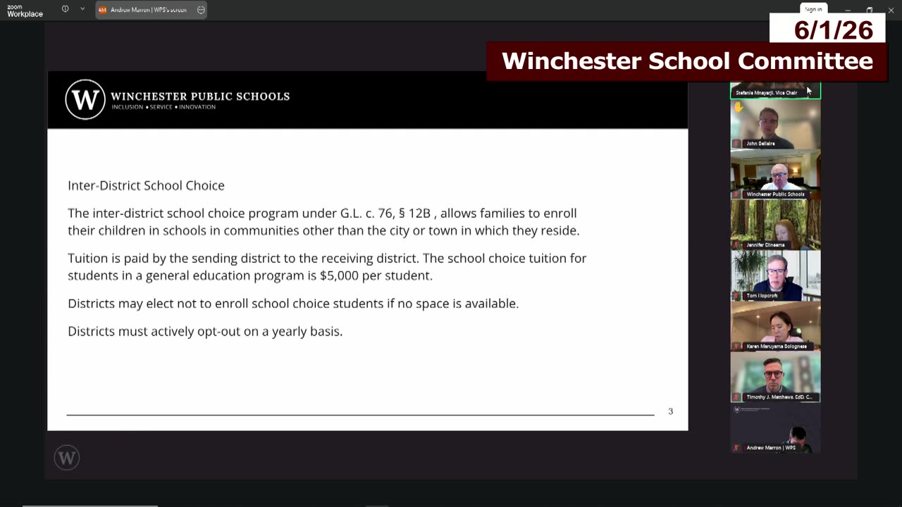 Inter-District School Choice program explanation slide