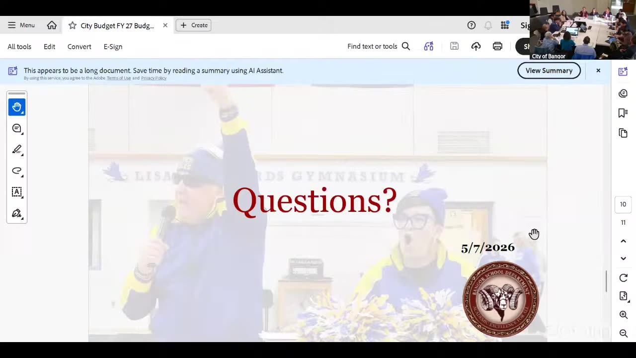 Questions slide from Bangor School Department presentation