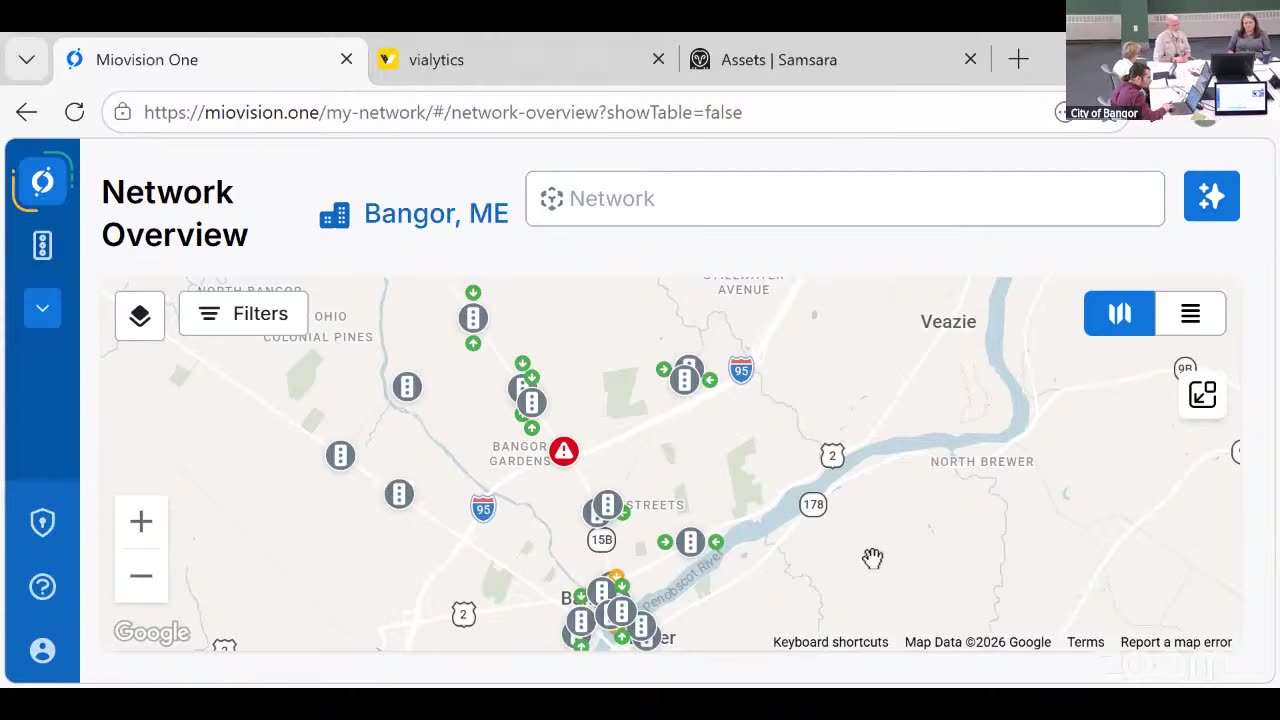 Bangor, ME network overview map with device markers