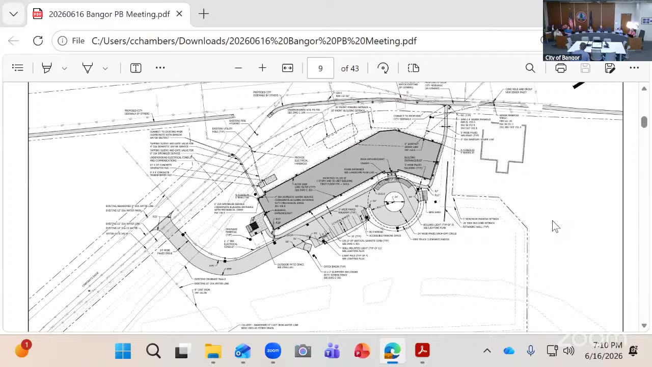 Detailed site plan drawing with building layout and utilities