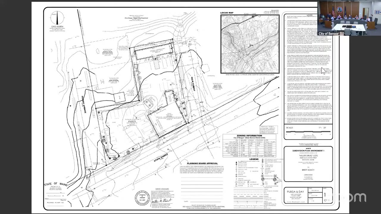 Locus map and zoning information for subdivision plan