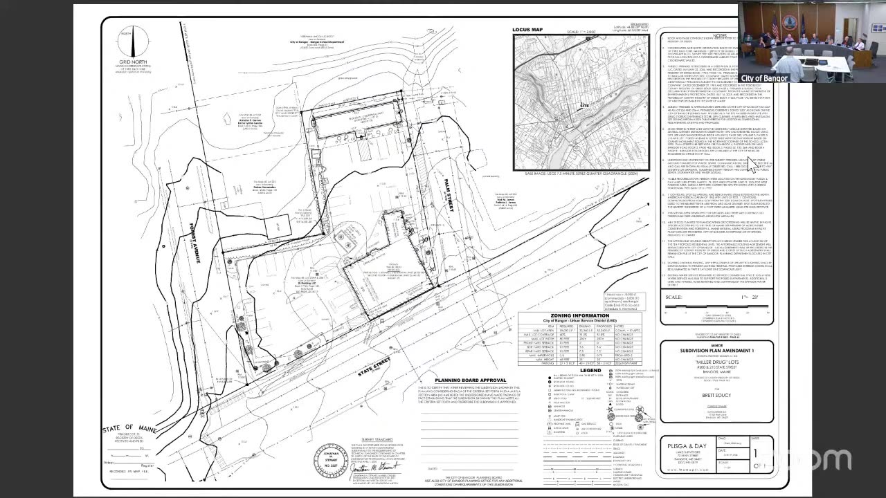 Locus map and zoning information for subdivision plan