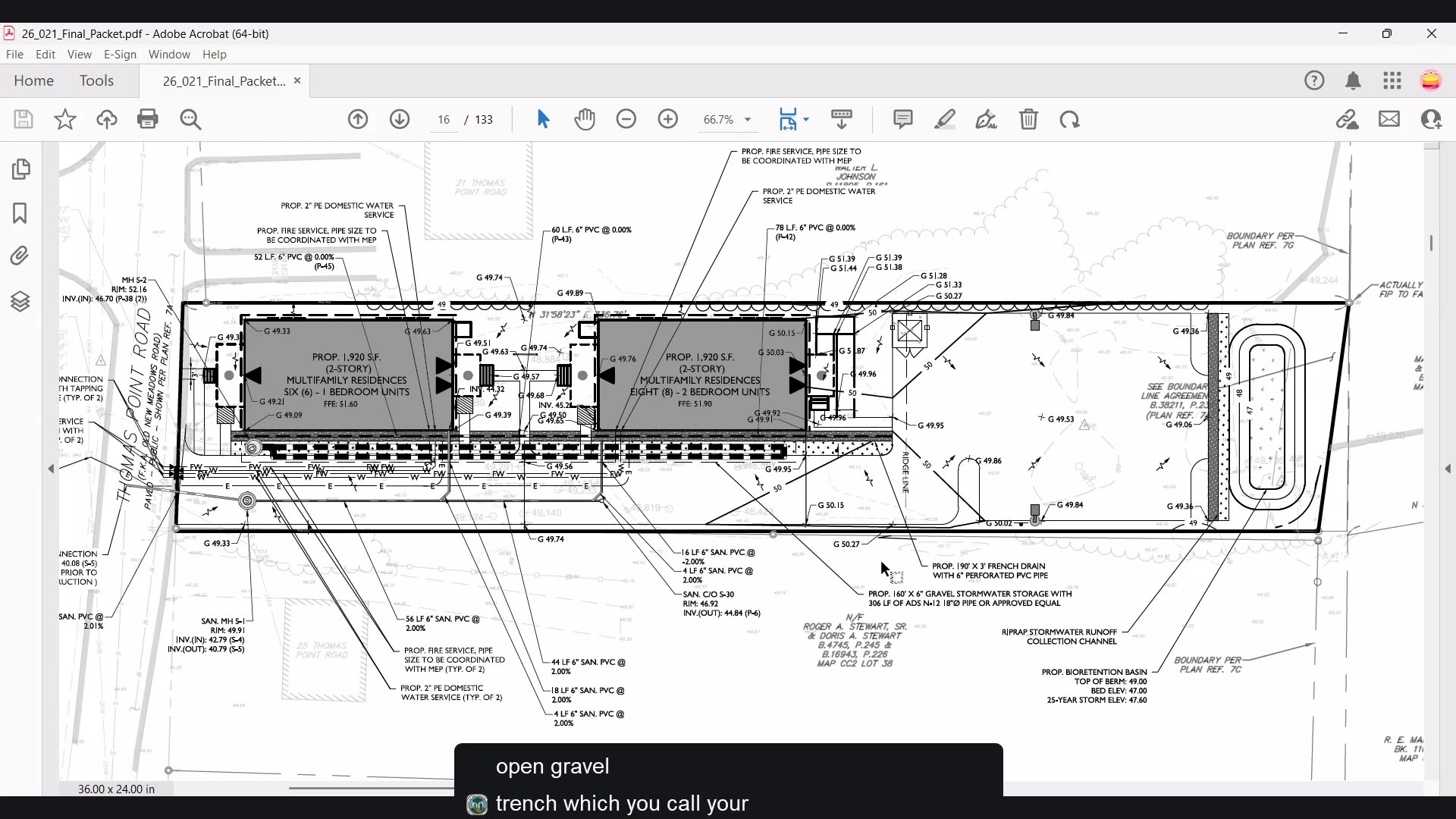Detailed site plan with utilities and stormwater features