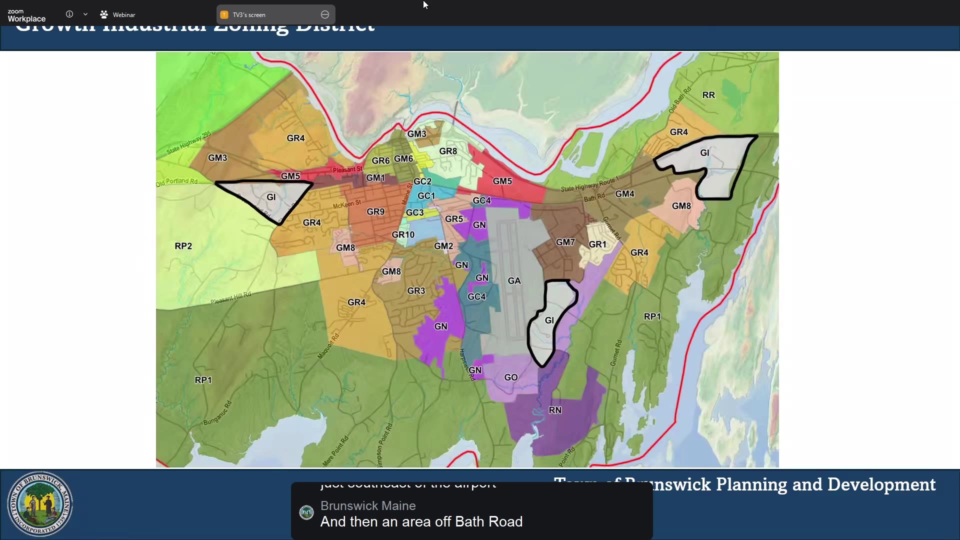 Growth Industrial Zoning District map for Brunswick