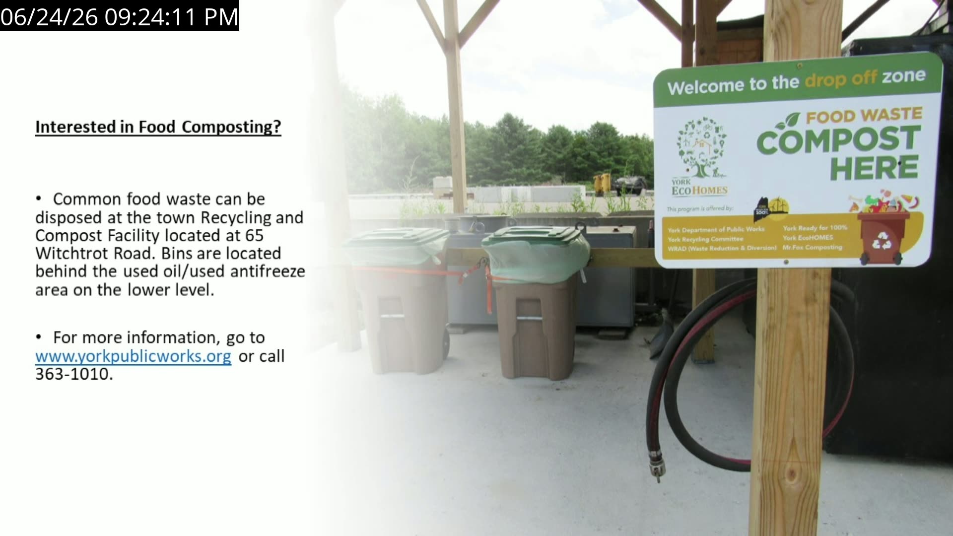 Food waste composting drop-off info slide
