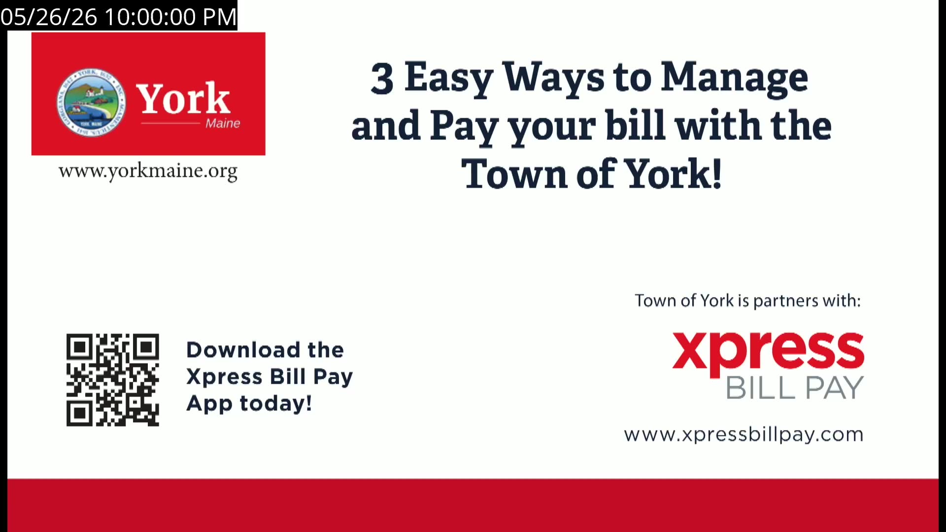 Town of York bill payment options and app QR code