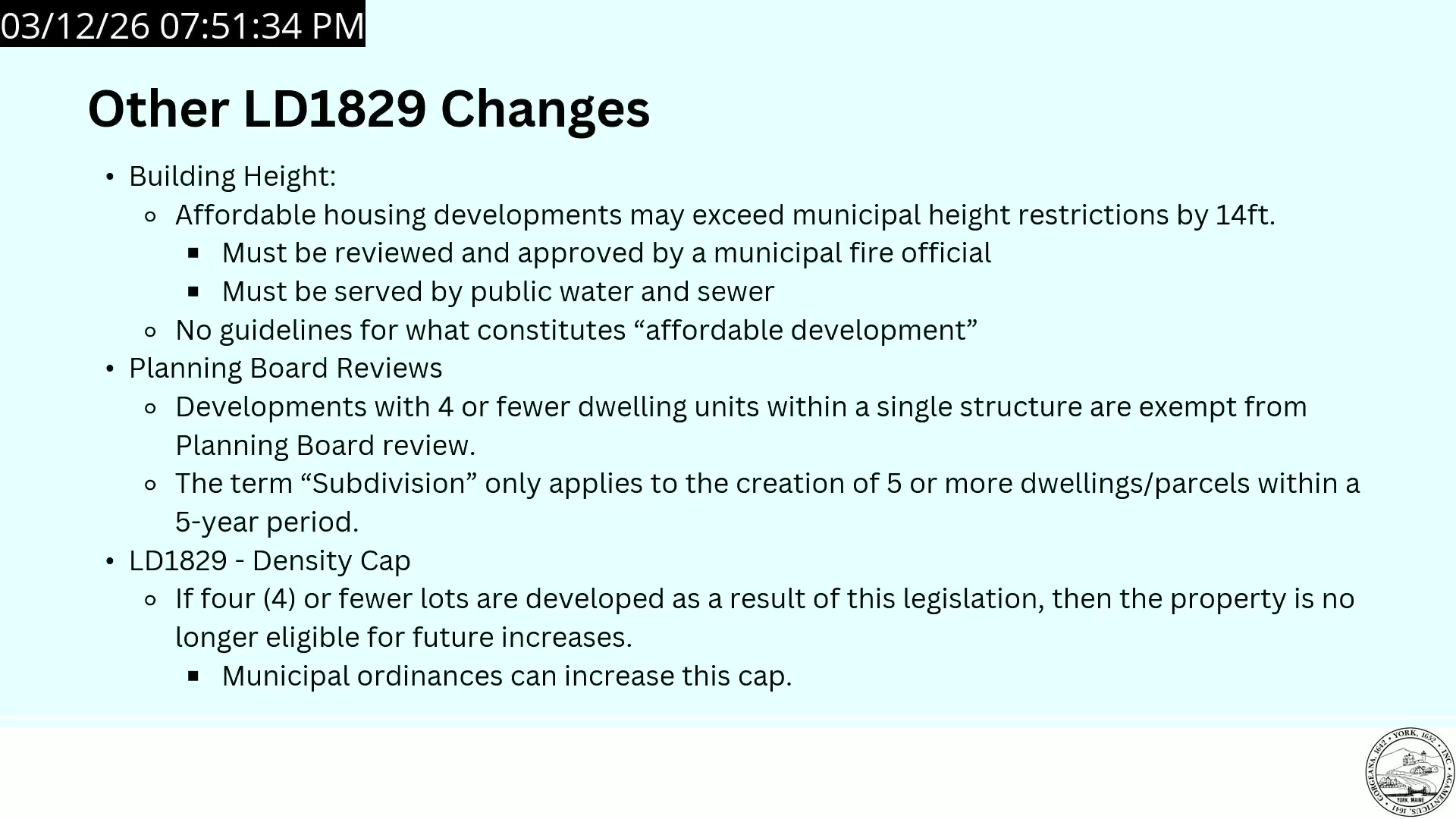 Other LD1829 changes overview