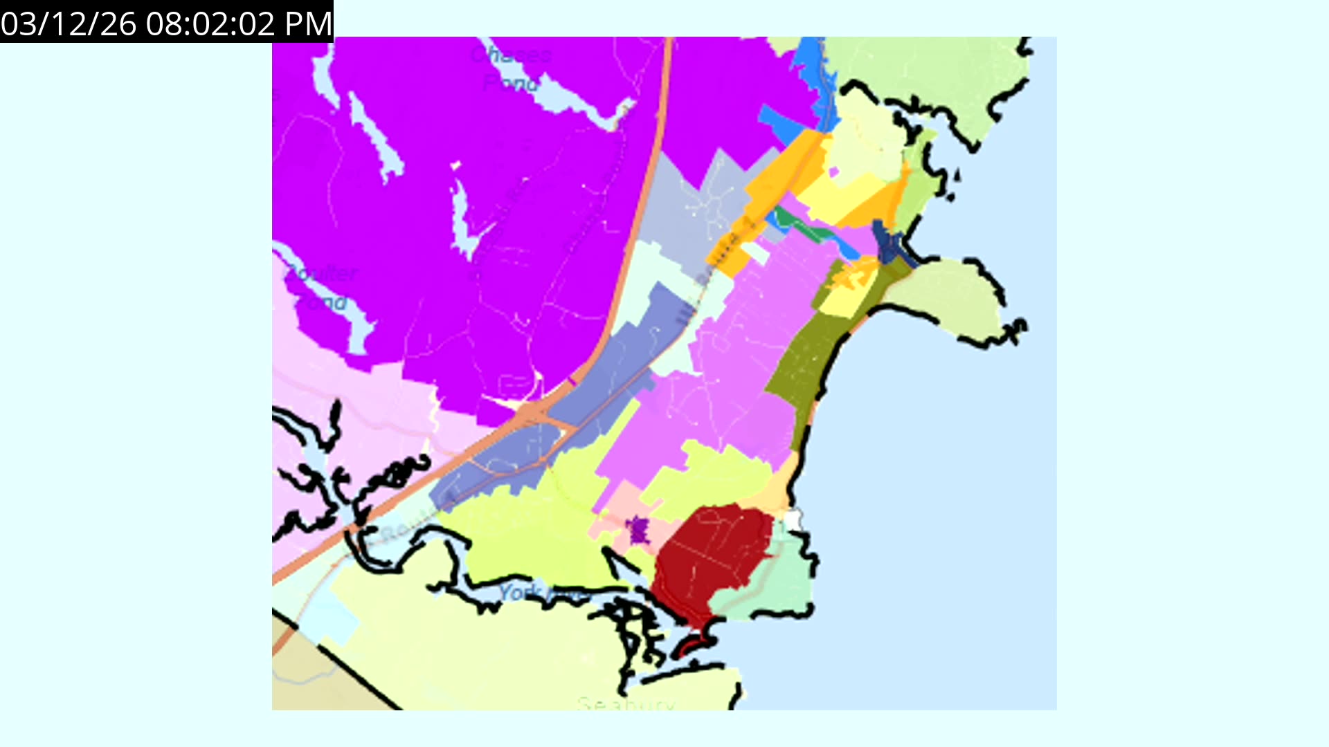 Color-coded zoning/land use map of York area
