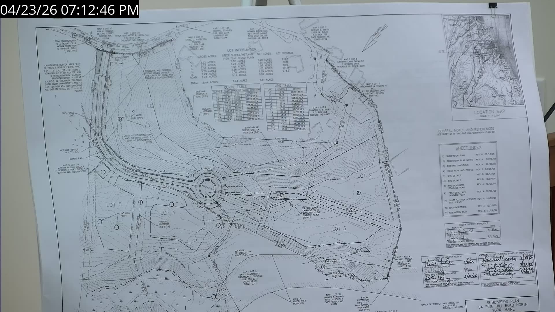 Subdivision plan map for 64 Pine Hill Road North, York, Maine