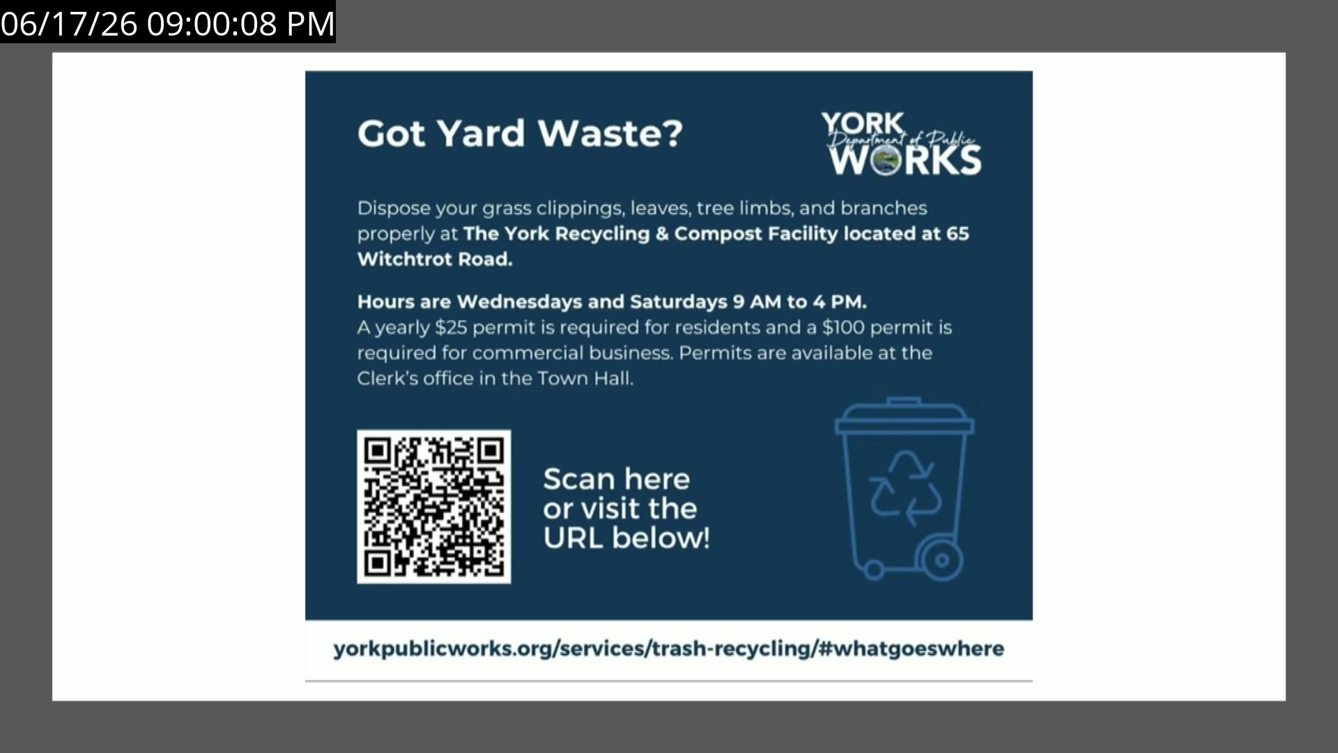 Yard waste disposal info and recycling facility hours