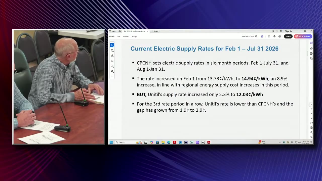 Slide: Current electric supply rates Feb–Jul 2026