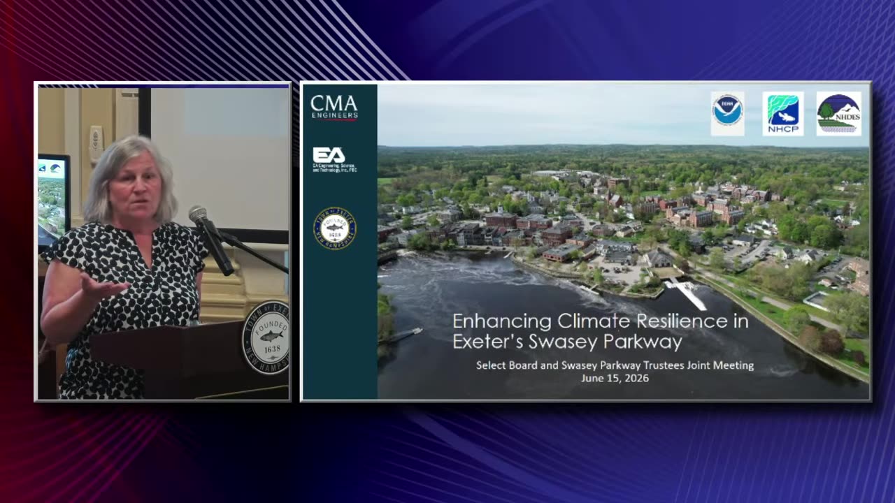 Aerial view of Exeter: Enhancing Climate Resilience in Swasey Parkway