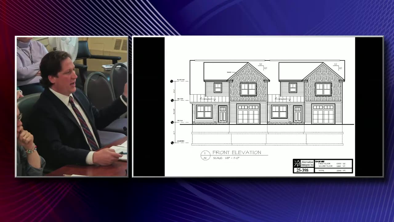 Front elevation architectural rendering of proposed building