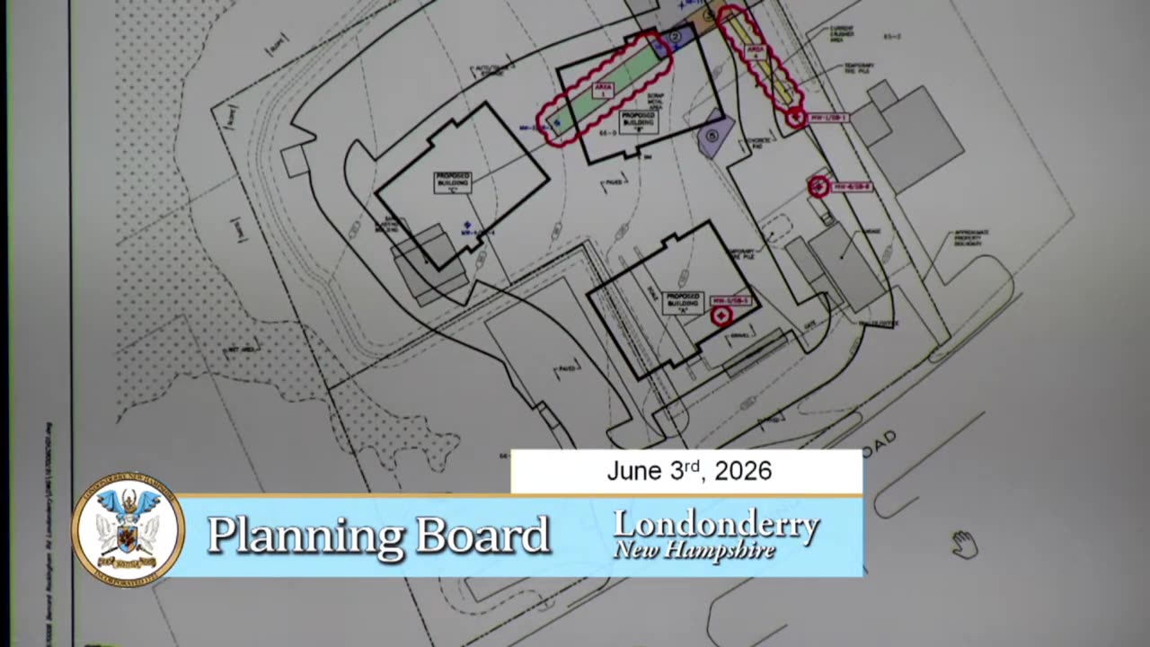 Engineering site plan with proposed building footprints and annotations