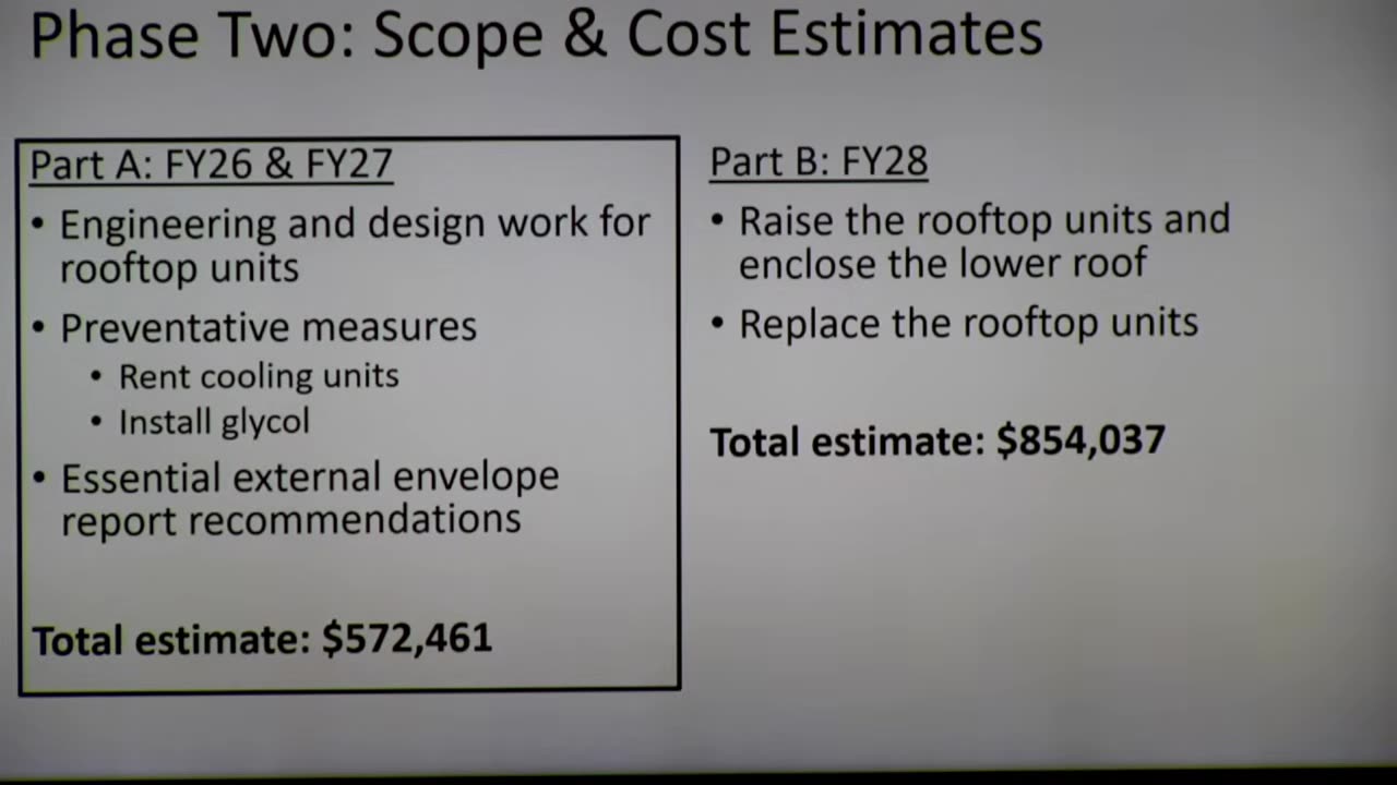 Phase Two scope and cost estimates slide (FY26-FY28)