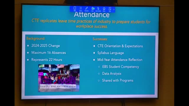 CTE Attendance slide with background and successes