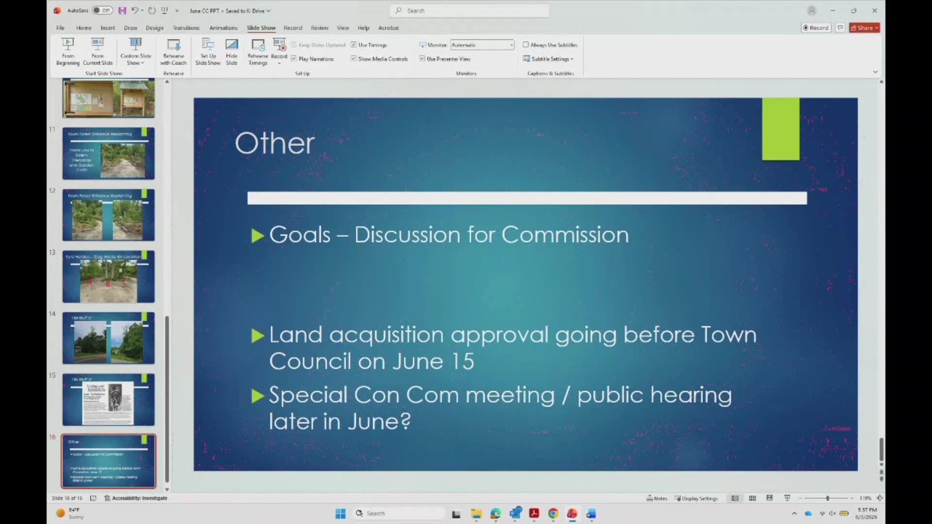 Commission goals slide on land acquisition timeline