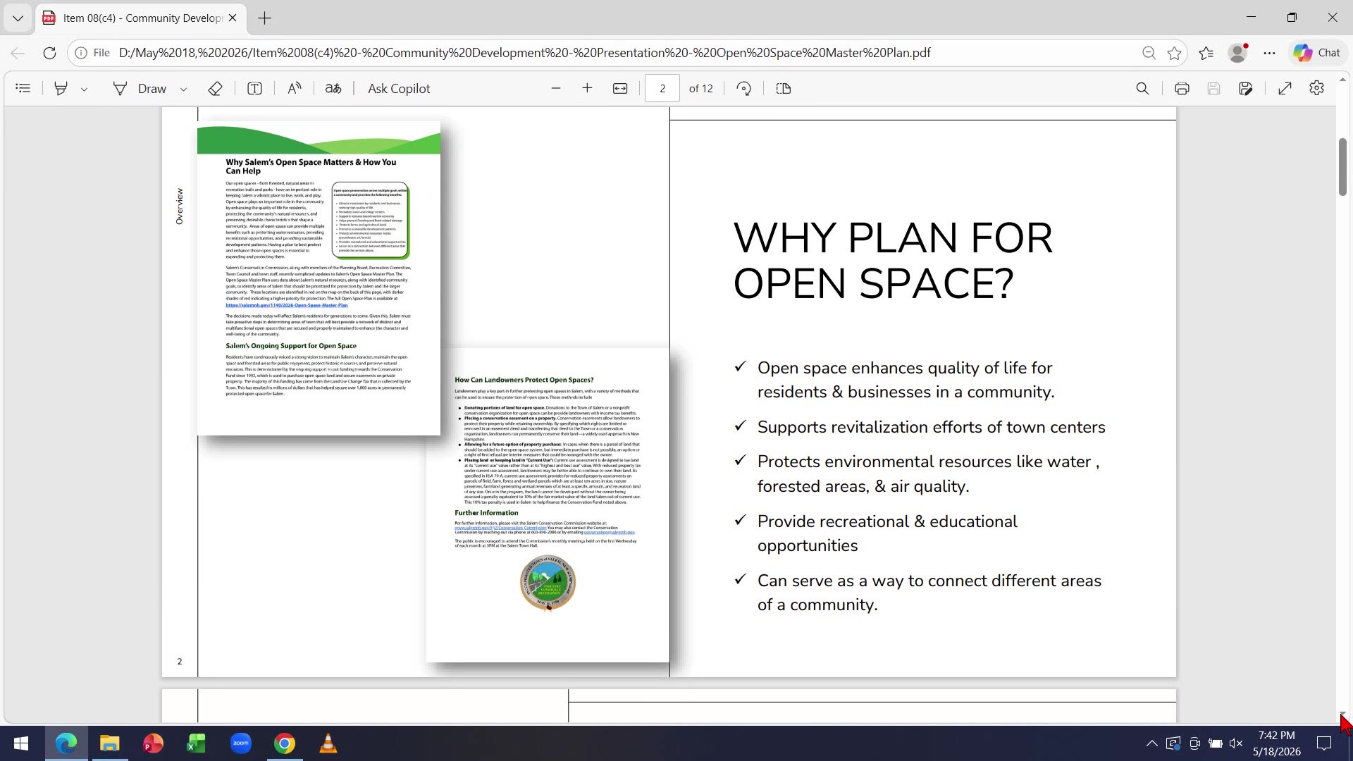 Why Plan for Open Space presentation slide