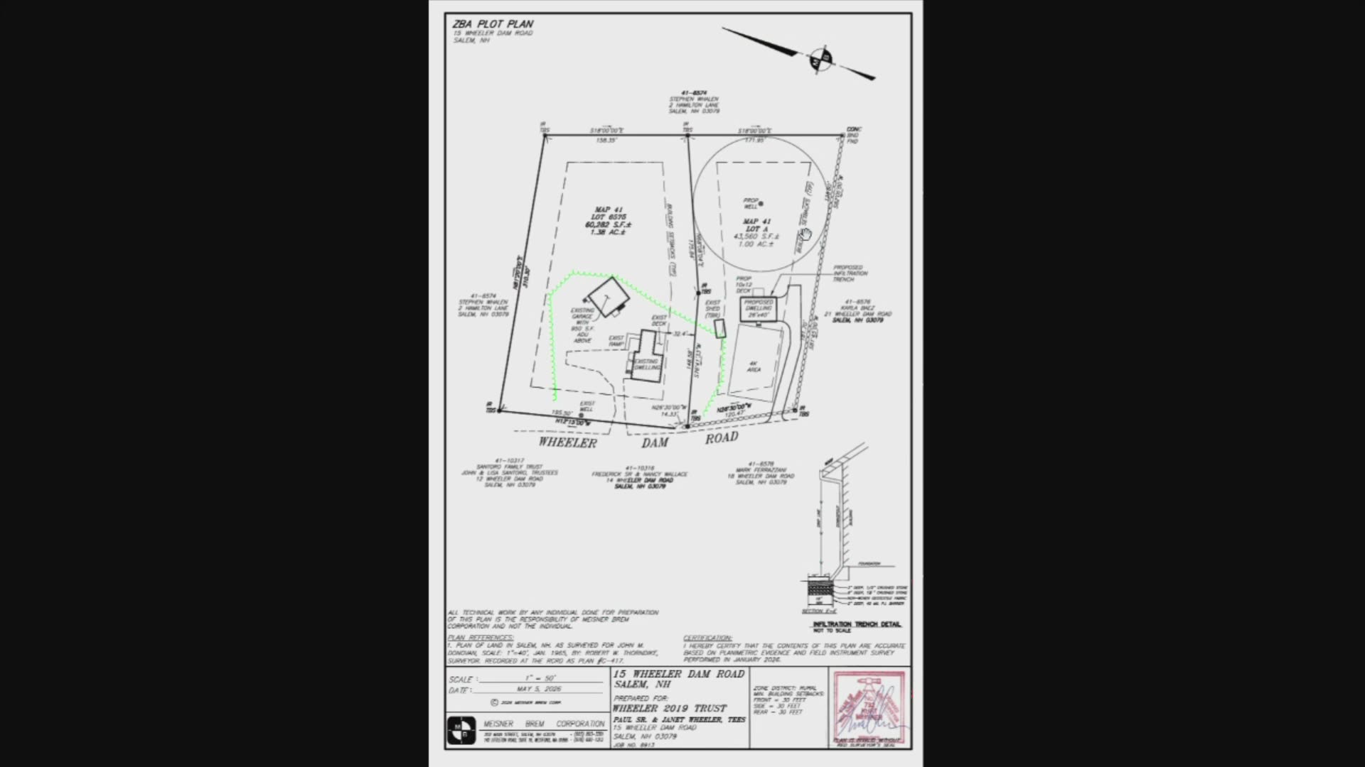 ZBA plot plan for 15 Wheeler Dam Road, Salem, NH